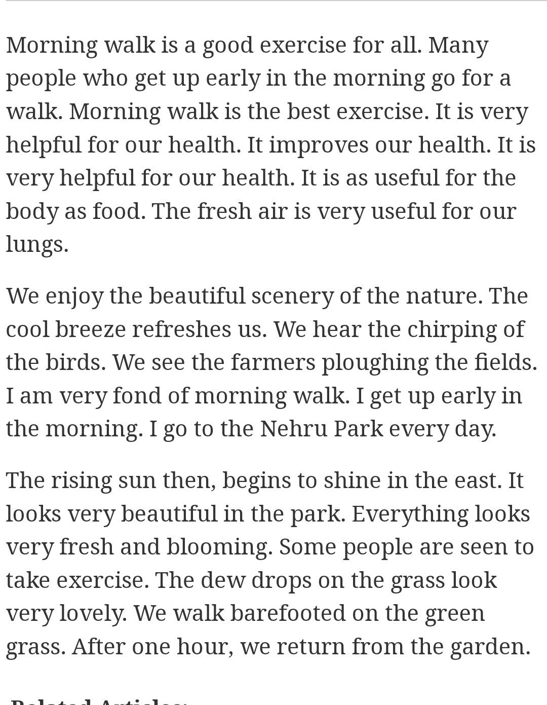 essay on morning walk