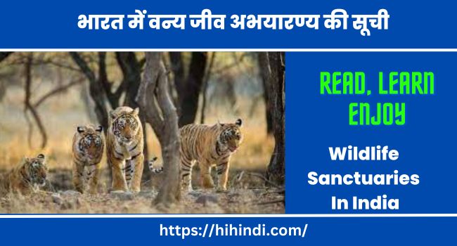 भारत में वन्य जीव अभयारण्य की सूची | Wildlife Sanctuaries In India In Hindi
